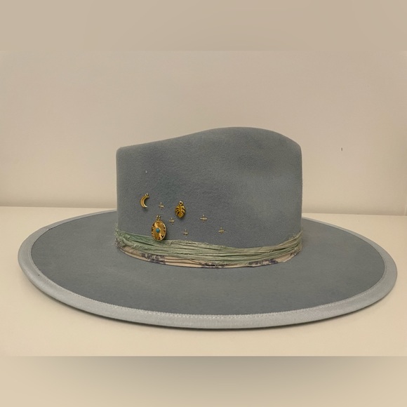 Teressa Foglia Accessories - Teressa Foglia New Coastal Sea Felt Hat blue flat 100x Nick Fouquet 58 7 1/4